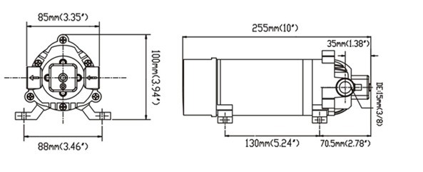 dimension of car wash pump