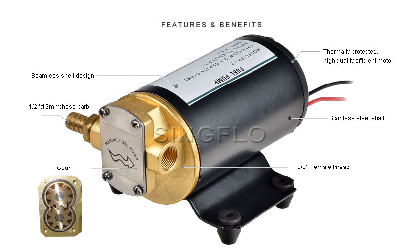 12LPM(3.68GPM) 24 volt small electric fuel transfer marine gear oil pump