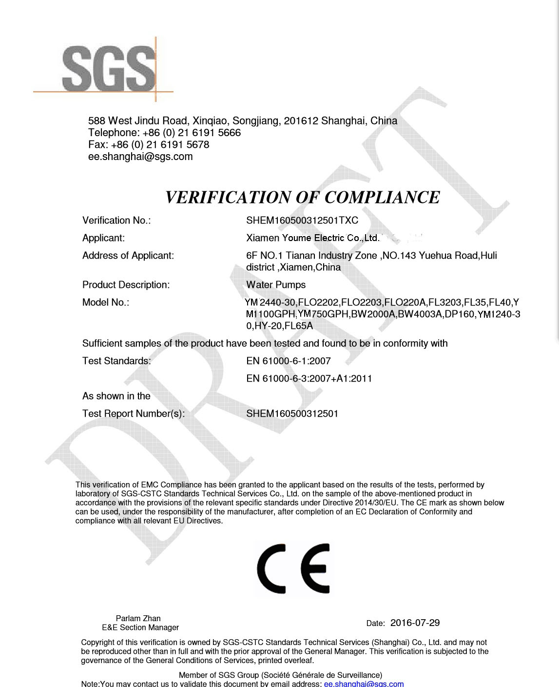 Get CE/RoHs certificate by SGS